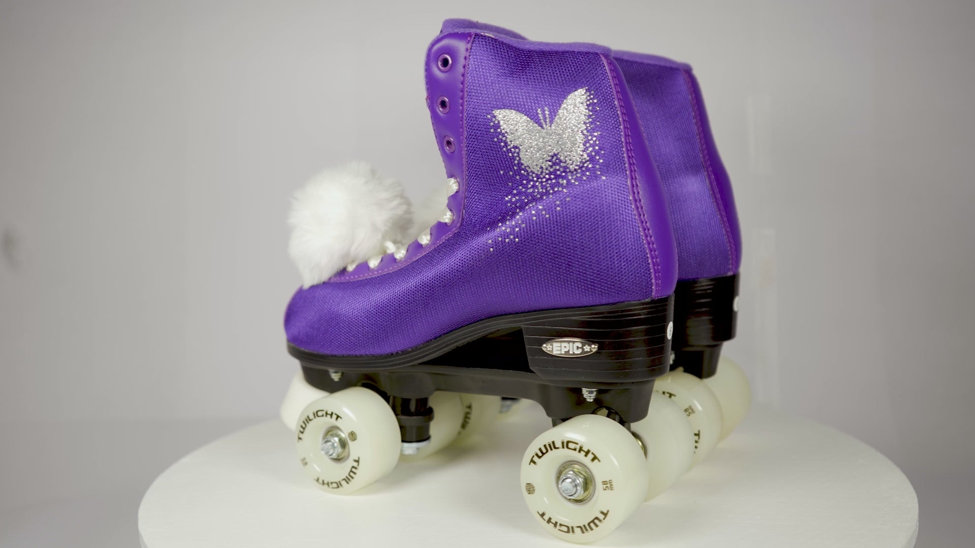 Epic Purple Butterfly LED Quad Skate